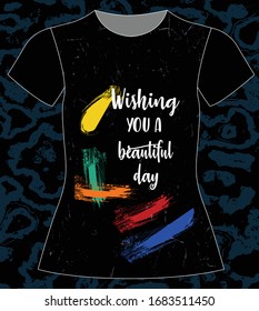 Wishing you a beautiful day, slogan lovely graphic design and cute flowers graphic design print for tee and t shirt and fabric