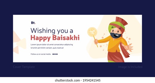 Wishing you a happy Baisakhi cover design template. Vector graphic illustration.