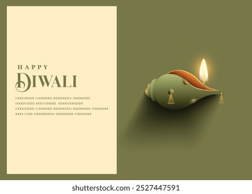 Te deseo feliz Diwali, tarjetas de felicitación. Premium diya.