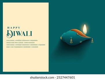 Te deseo feliz Diwali, tarjetas de felicitación. Premium diya.