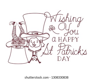 wishing you a happy st patricks day label with leprechauns character