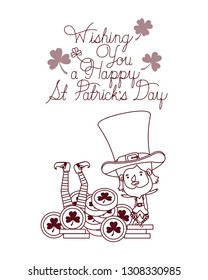 wishing you a happy st patricks day label with leprechauns character