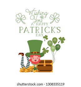 wishing you a happy st patricks day label with leprechaun character