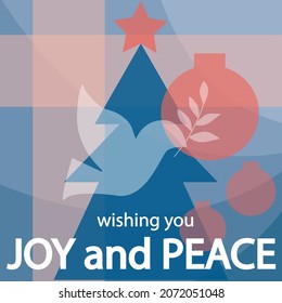 Wishing you Joy and Peace . Christmas card vector background. Modern and elegant geometric minimal illustration for holidays.