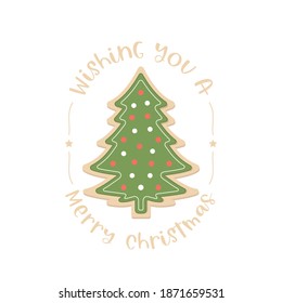 Wishing You A Merry Christmas Background, Merry Christmas Background, Christmas Cookie Vector Illustration Background