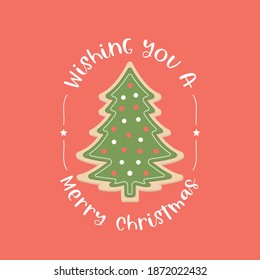 Wishing You A Merry Christmas Background, Merry Christmas Background, Christmas Cookie Vector Illustration Background