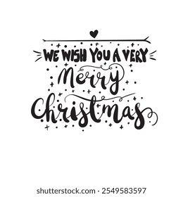 Wishing You A Merry Christmas, Christmas Greeting Card, with sparkles Merry Christmas Background, Holiday Greeting Card, Vector Illustration Background