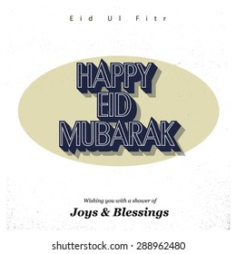 Wishing you with a shower of Joys & Blessings - Islamic Typography of text Happy Eid Mubarak for Muslim Community festival Eid - Islamic greeting card Vintage background