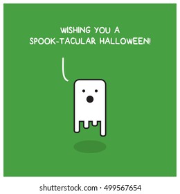 Wishing You A Spook-tacular Halloween! (Line Art Vector Illustration in Flat Style Design Pun Quote)