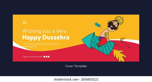 Wishing you a very happy Dussehra cover page template design.