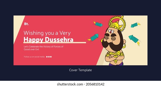 Wishing you a very happy Dussehra cover page template design.