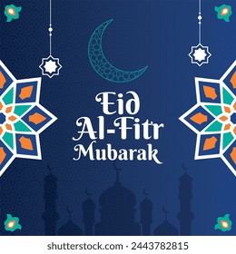 Wishing you very Happy Eid (traditional Muslim greeting reserved for use on the festivals of Eid). Useful for greeting card and post other material.