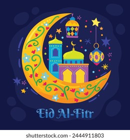 Wishing you very Happy Eid (traditional Muslim greeting reserved for use on the festivals of Eid). Useful for greeting card and post other material.