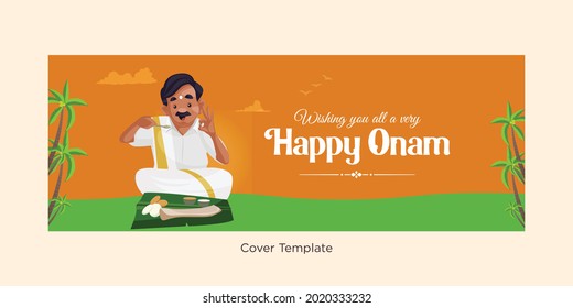 Wishing you a very happy Onam festival cover page design.