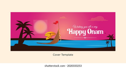 Wishing you a very happy Onam festival cover page design.