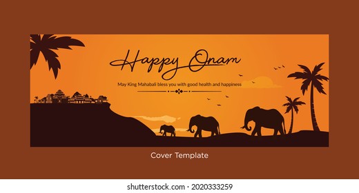 Wishing you a very happy Onam festival cover page design.