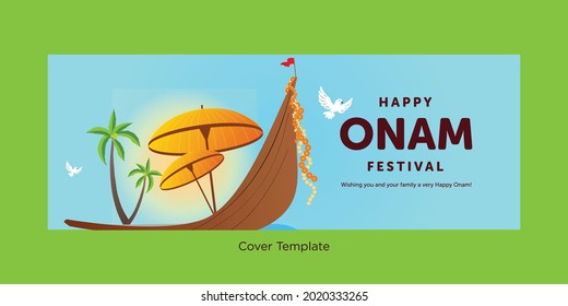 Wishing you a very happy Onam festival cover page design.