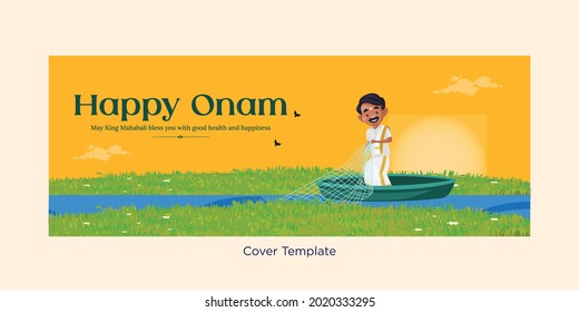 Wishing you a very happy Onam festival cover page design.