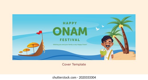 Wishing you a very happy Onam festival cover page design.