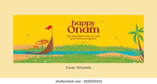 Wishing you a very happy Onam festival cover page design.