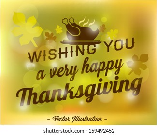 Wishing You a Very Happy Thanksgiving Abstract Vector Background in Vintage Style