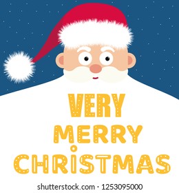 Wishing you a very Merry Christmas! Santa Claus in Christmas snow scene.