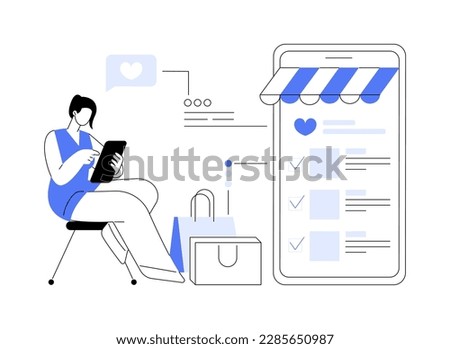 Wishlist abstract concept vector illustration. Online shopping wishlist, e-commerce website, add to personalized collection, user account, product in stock, online retailer abstract metaphor.