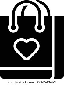 Wishlist Bag Glyph Icon - Single Icon, Vector