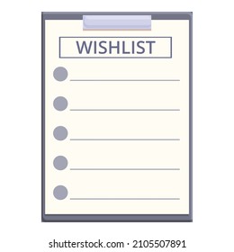 Wishlist clipboard icon cartoon vector. Store order. Write paper