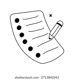 Lista de deseos doodle icono con fondo blanco Vector ilustración de stock