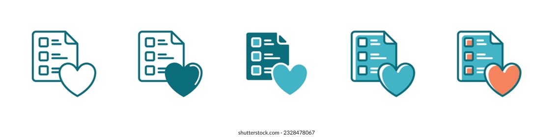 wishlist favorited product list icon vector. liked products list with love signs illustration