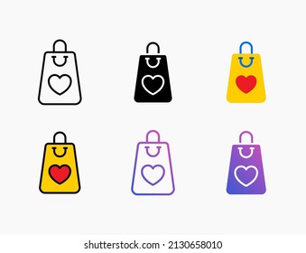 wishlist favourite product icon set with line, outline, flat, filled, glyph, color, gradient. Editable stroke and pixel perfect. Can be used for digital product, presentation, print design and more.