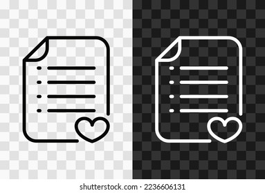 Wishlist, high quality vector editable line icon. Wishlist outline icon isolated on dark and light transparent backgrounds for UI design.