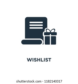 Wishlist icon. Black filled vector illustration. Wishlist symbol on white background. Can be used in web and mobile.