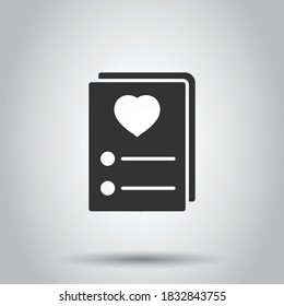Wishlist icon in flat style. Like document vector illustration on white isolated background. Favorite list business concept.