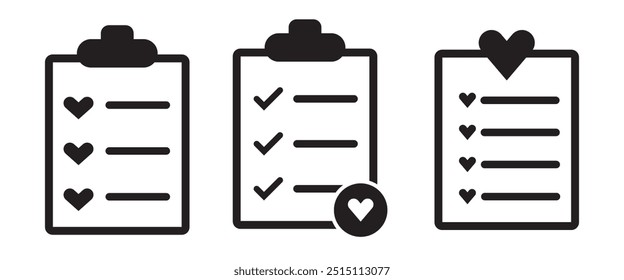 Wishlist icon in flat style. Like document vector illustration on white isolated background. Favorite list business concept.