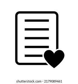 Wishlist icon in flat style. Love letter, like document vector illustration on white isolated background. Favorite list business concept.