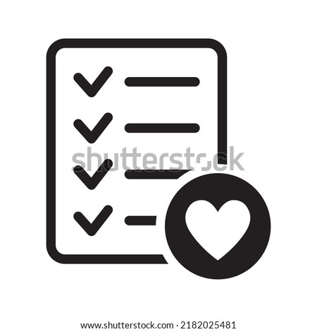 Wishlist icon in flat style. Love letter, like document vector illustration on white isolated background. Favorite list business concept.