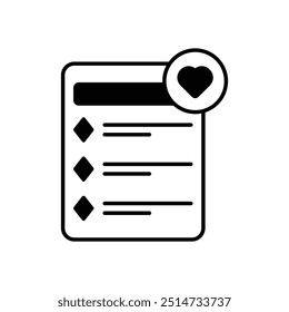 Wishlist icon isolated on a white background. Vector illustration.