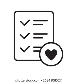 Wishlist icon in line style. Love letter, like document vector illustration. Favorite list business concept.