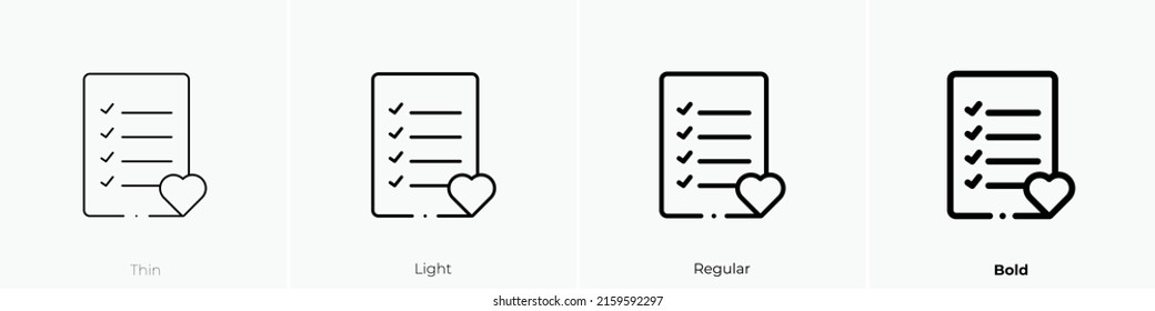 wishlist icon. Linear style sign isolated on white background. Vector illustration.