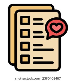 Wishlist icon outline vector. My list. Write journal color flat