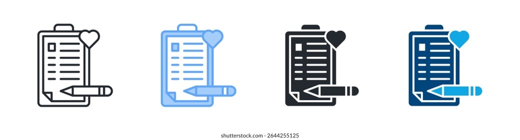 Wishlist Icon Set Multiple Style. Design In Outline, Blue, Glyph, Dual Tone