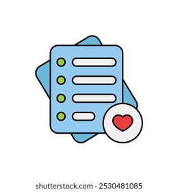 wishlist icon with white background vector stock illustration