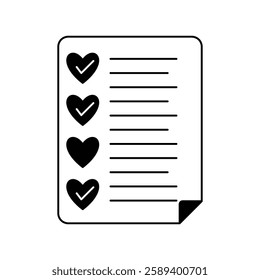 wishlist icon with white background vector stock illustration