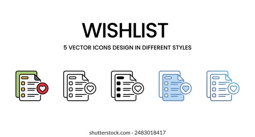 Wishlist icons vector set stock illustration.