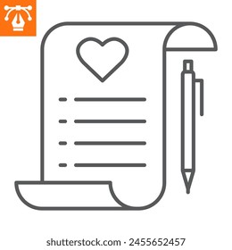 Wishlist line icon, outline style icon for web site or mobile app, e-commerce and shopping, love list vector icon, simple vector illustration, vector graphics with editable strokes.