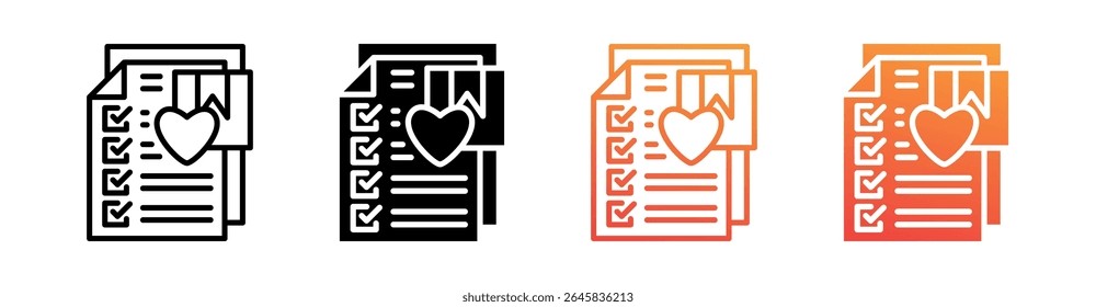 Wishlist Multi Style Icon Set Vector