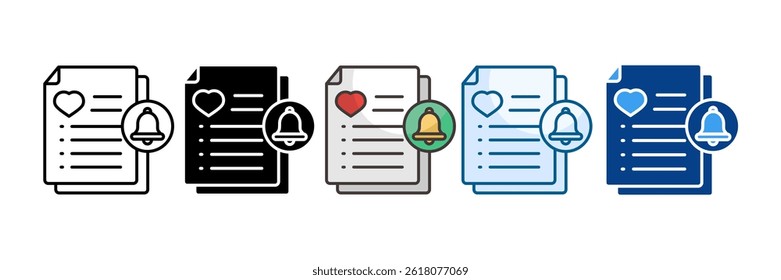 Ícone de Notificações da Lista de Desejos Definir Coleção de Vários Estilos