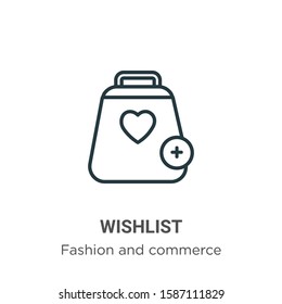 Wishlist outline vector icon. Thin line black wishlist icon, flat vector simple element illustration from editable fashion and commerce concept isolated on white background